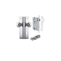 Guildford Knob - Stepped Backplate Entrance Kit with High Security Lock Chrome Plated / Solid Brass