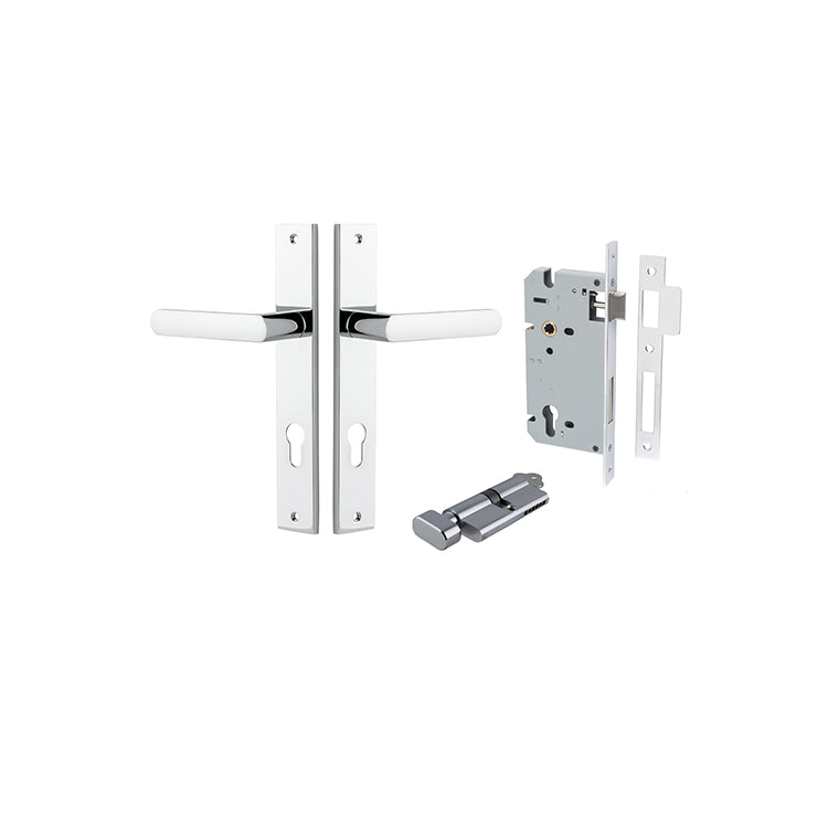 Osaka Lever - Rectangular Backplate Entrance Kit with High Security Lock Chrome Plated / Solid Brass
