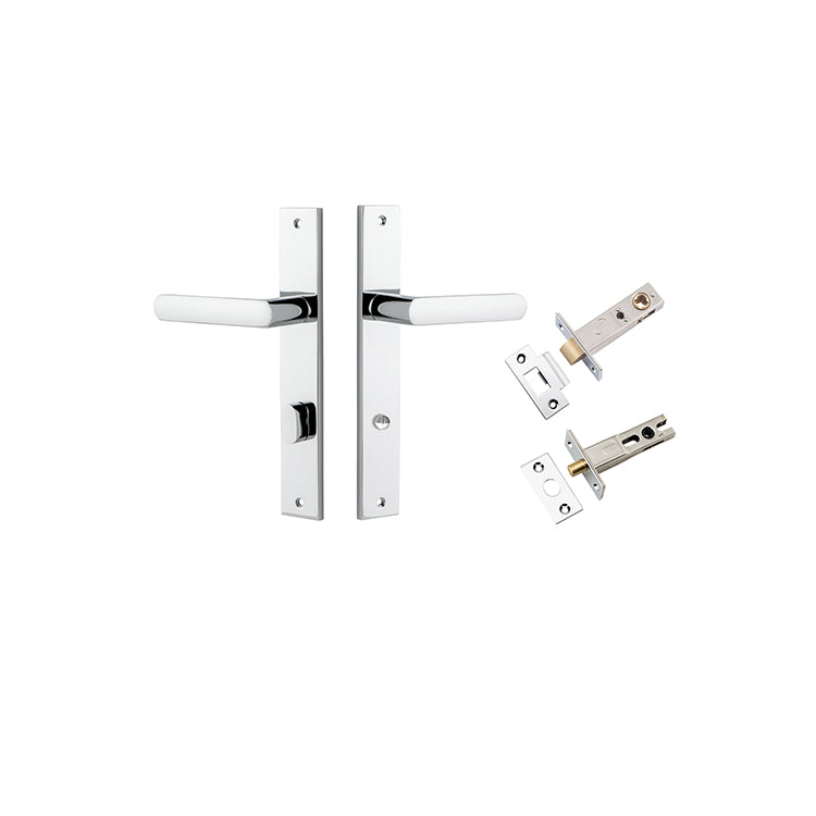 Osaka Lever - Rectangular Backplate Privacy Kit with Privacy Turn Chrome Plated / Solid Brass