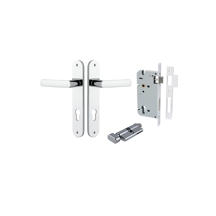 Osaka Lever - Oval Backplate Entrance Kit with High Security Lock Chrome Plated / Solid Brass