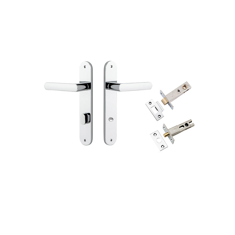 Osaka Lever - Oval Backplate Privacy Kit with Privacy Turn Chrome Plated / Solid Brass