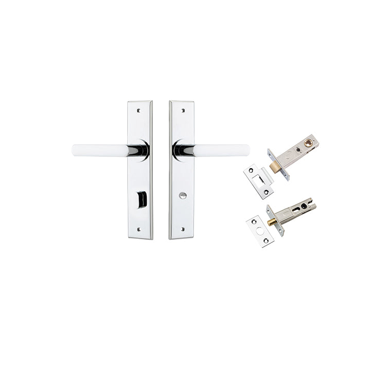 Osaka Lever - Chamfered Backplate Privacy Kit with Privacy Turn Chrome Plated / Solid Brass