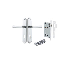 Copenhagen Lever - Shouldered Backplate Entrance Kit with High Security Lock Chrome Plated / Solid Brass
