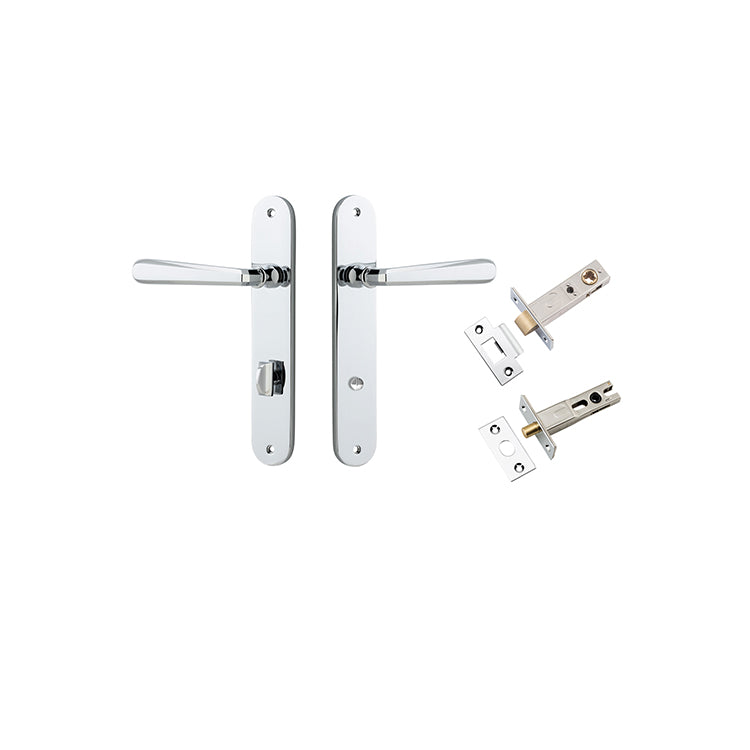 Copenhagen Lever - Oval Backplate Privacy Kit with Privacy Turn Chrome Plated / Solid Brass