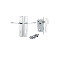 Copenhagen Lever - Stepped Backplate Entrance Kit with High Security Lock Chrome Plated / Solid Brass