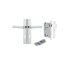 Helsinki Lever - Rectangular Backplate Entrance Kit with High Security Lock Chrome Plated / Solid Brass