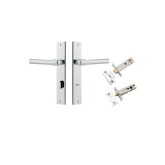 Helsinki Lever - Rectangular Backplate Privacy Kit with Privacy Turn Chrome Plated / Solid Brass