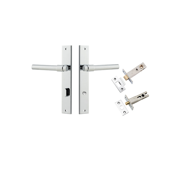 Helsinki Lever - Rectangular Backplate Privacy Kit with Privacy Turn Chrome Plated / Solid Brass