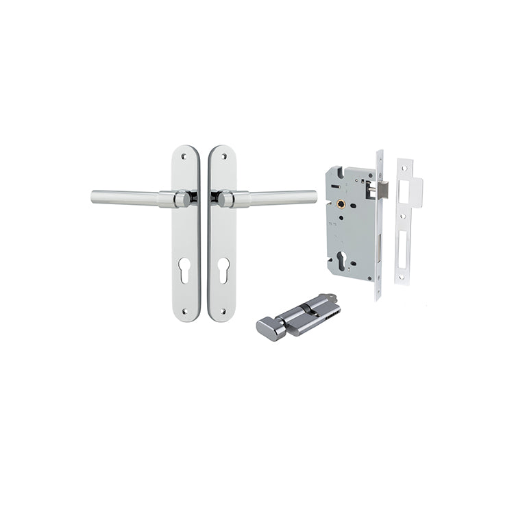 Helsinki Lever - Oval Backplate Entrance Kit with High Security Lock Chrome Plated / Solid Brass