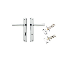 Helsinki Lever - Oval Backplate Privacy Kit with Privacy Turn Chrome Plated / Solid Brass