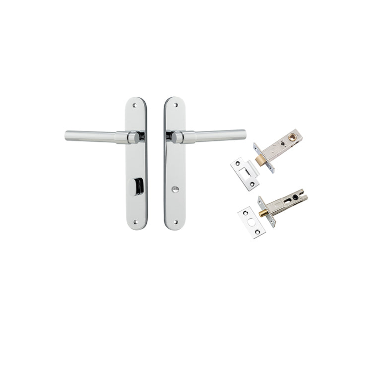 Helsinki Lever - Oval Backplate Privacy Kit with Privacy Turn Chrome Plated / Solid Brass