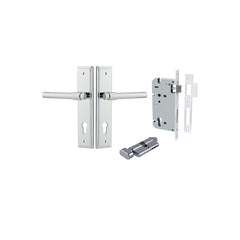 Helsinki Lever - Stepped Backplate Entrance Kit with High Security Lock Chrome Plated / Solid Brass