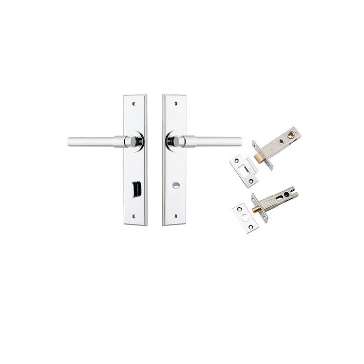 Helsinki Lever - Chamfered Backplate Privacy Kit with Privacy Turn Chrome Plated / Solid Brass
