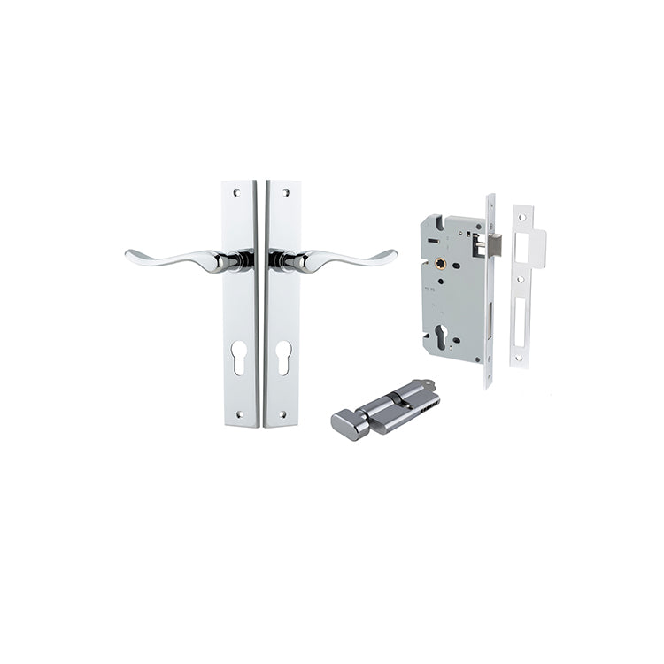 Stirling Lever - Rectangular Backplate Entrance Kit with High Security Lock Chrome Plated / Solid Brass