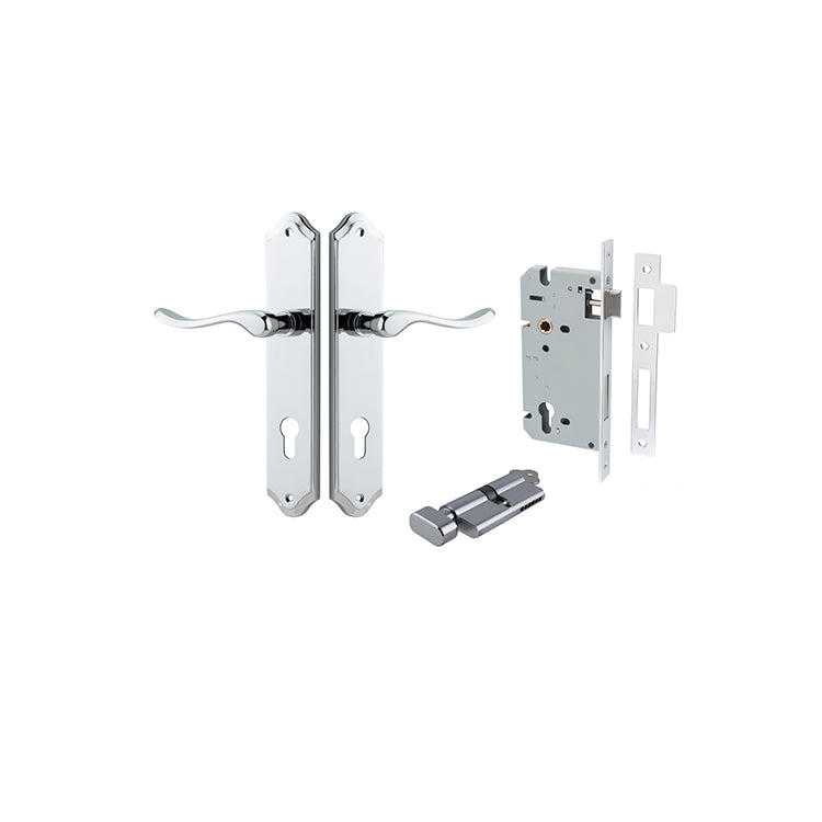 Stirling Lever - Shouldered Backplate Entrance Kit with High Security Lock Chrome Plated / Solid Brass