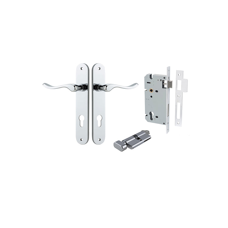 Stirling Lever - Oval Backplate Entrance Kit with High Security Lock Chrome Plated / Solid Brass