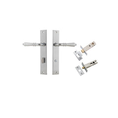 Sarlat Lever - Rectangular Backplate Privacy Kit with Privacy Turn Satin Chrome / Solid Brass