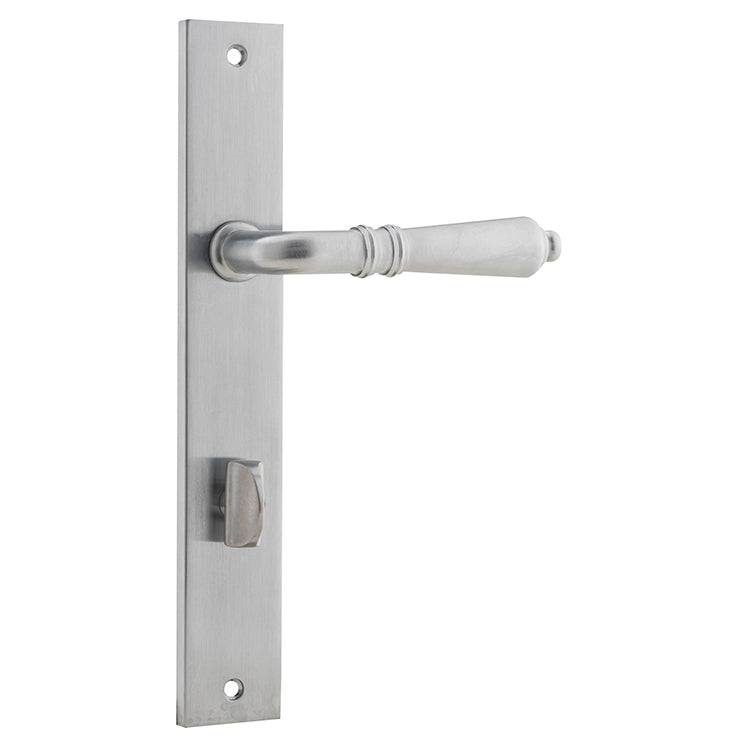 Sarlat Lever - Rectangular Backplate Satin Chrome / Solid Brass