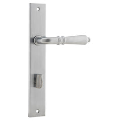 Sarlat Lever - Rectangular Backplate Satin Chrome / Solid Brass