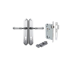 Verona Lever - Shouldered Backplate Entrance Kit with High Security Lock Satin Chrome / Solid Brass