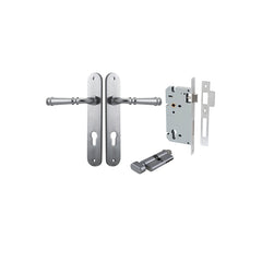 Verona Lever - Oval Backplate Entrance Kit with High Security Lock Satin Chrome / Solid Brass