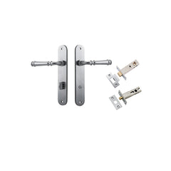 Verona Lever - Oval Backplate Privacy Kit with Privacy Turn Satin Chrome / Solid Brass