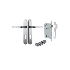 Annecy Lever - Oval Backplate Entrance Kit with High Security Lock Satin Chrome / Solid Brass