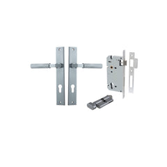 Brunswick Lever - Rectangular Backplate Entrance Kit with High Security Lock Satin Chrome / Solid Brass