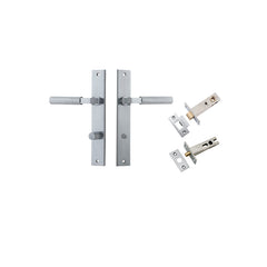 Brunswick Lever - Rectangular Backplate Privacy Kit Satin Chrome / Solid Brass