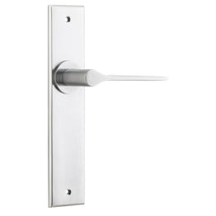 Como Lever - Chamfered Backplate Satin Chrome / Brass
