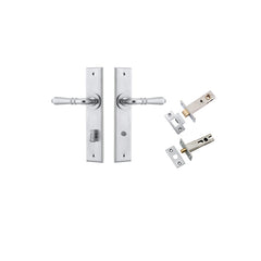 Sarlat Lever - Chamfered Backplate Privacy Kit with Privacy Turn Satin Chrome / Solid Brass