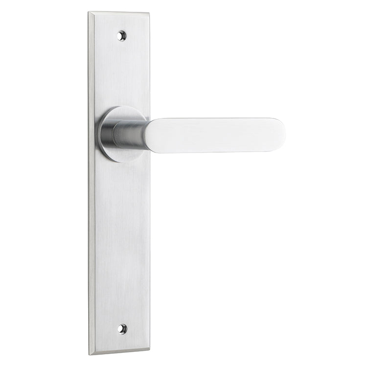 Bronte Lever - Chamfered Backplate Satin Chrome / Brass