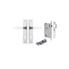 Bronte Lever - Chamfered Backplate Entrance Kit with High Security Lock Satin Chrome / Solid Brass