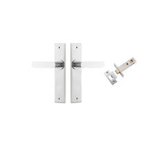 Bronte Lever - Chamfered Backplate Passage Kit Satin Chrome / Solid Brass