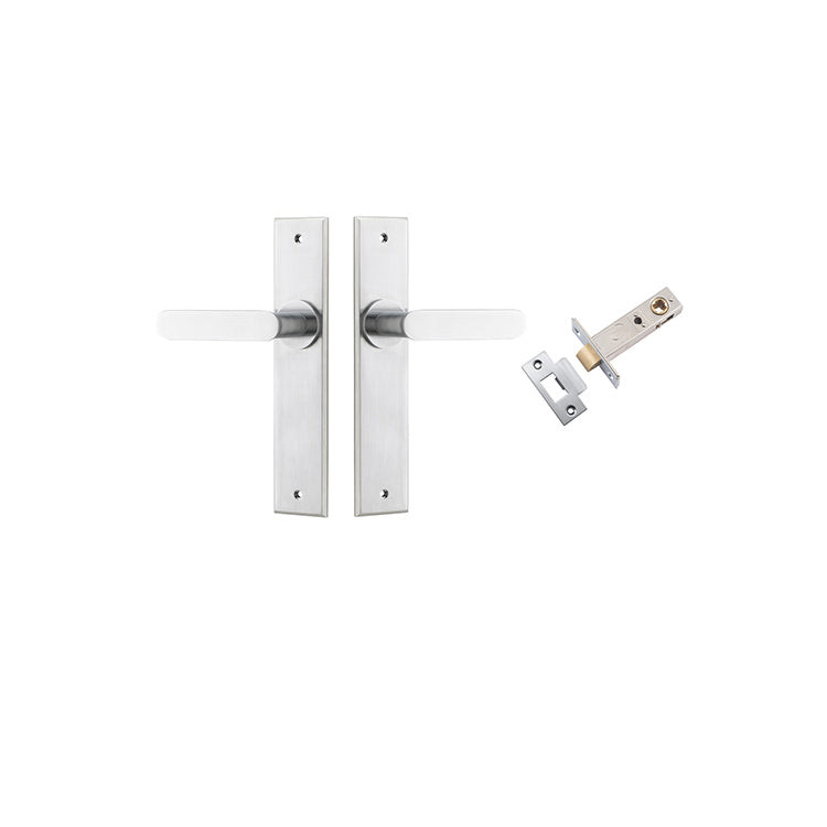 Bronte Lever - Chamfered Backplate Passage Kit Satin Chrome / Solid Brass