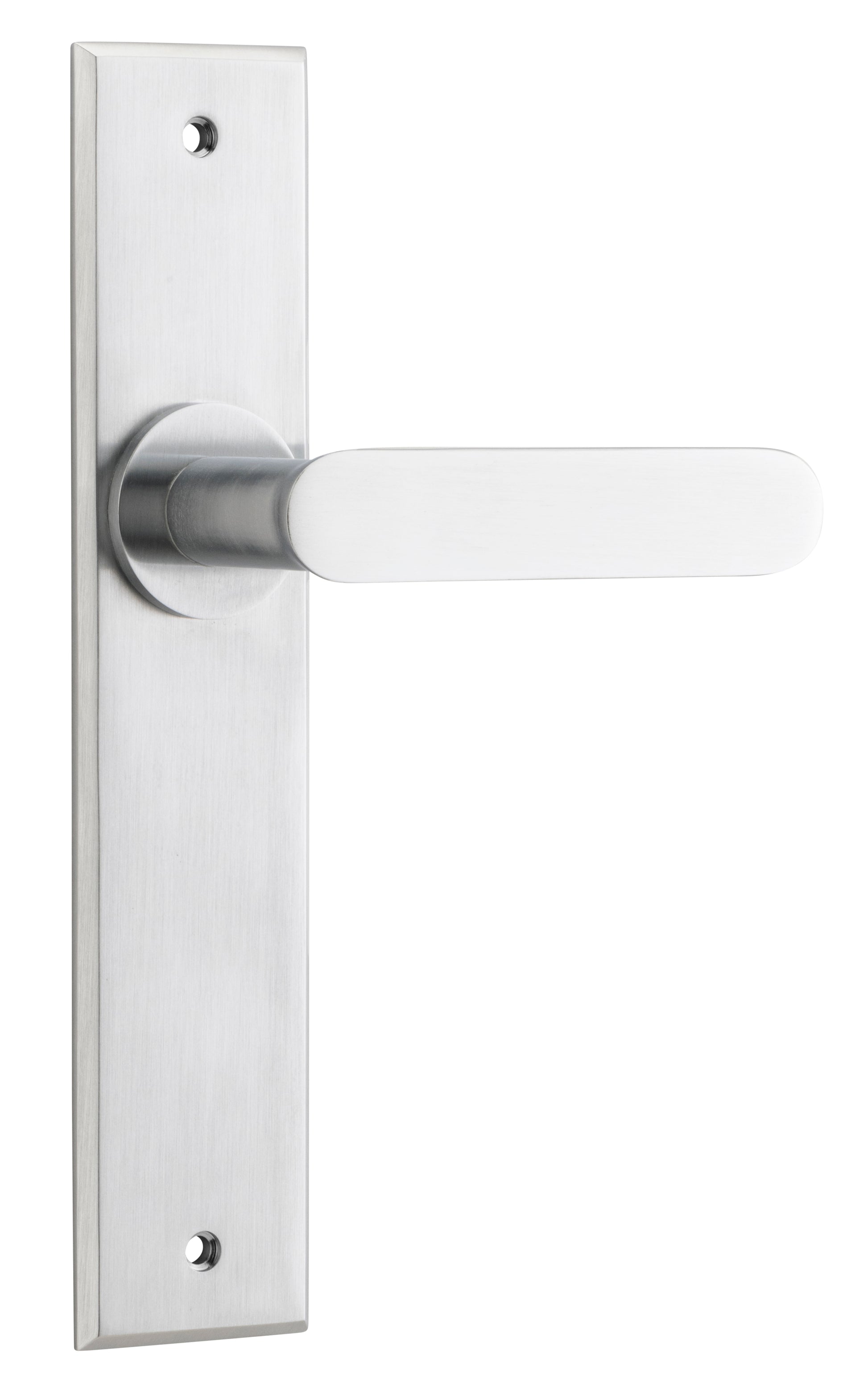 Bronte Lever - Chamfered Backplate Satin Chrome / Brass