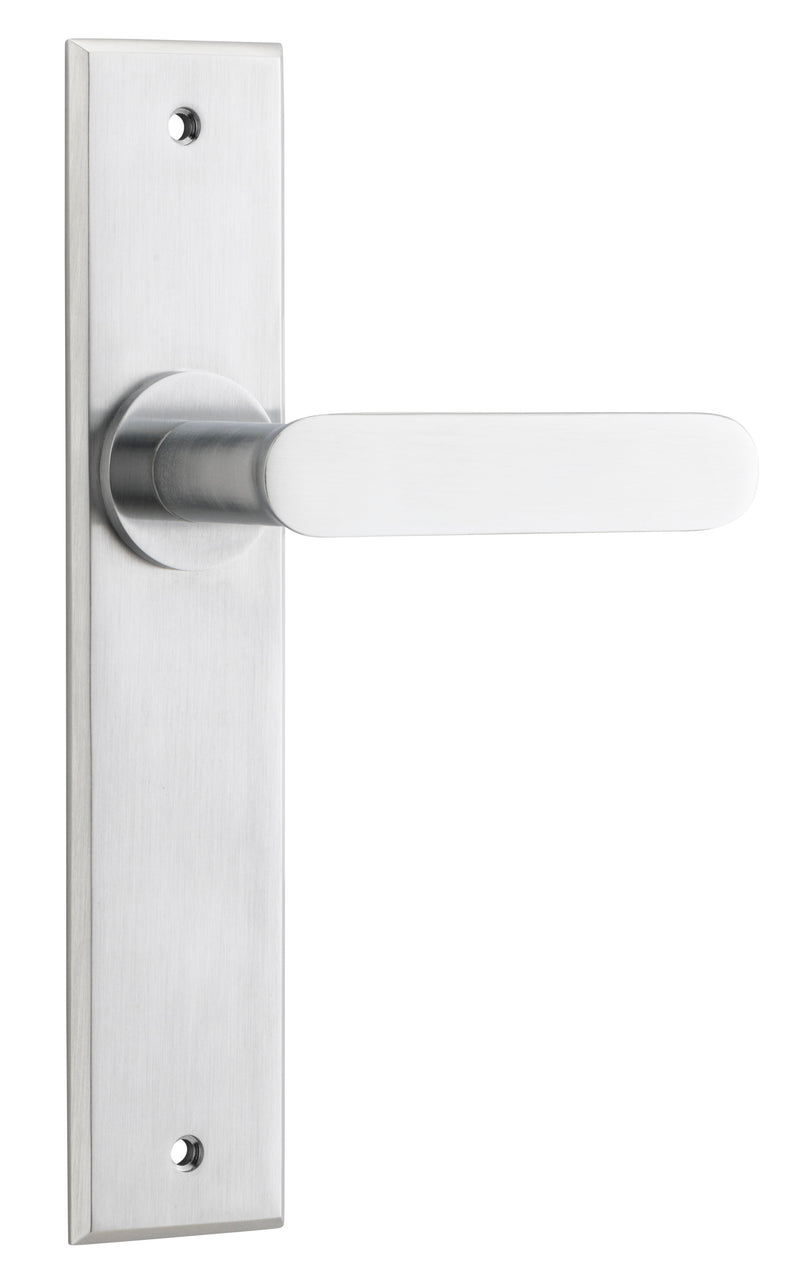 Bronte Lever - Chamfered Backplate Satin Chrome / Brass