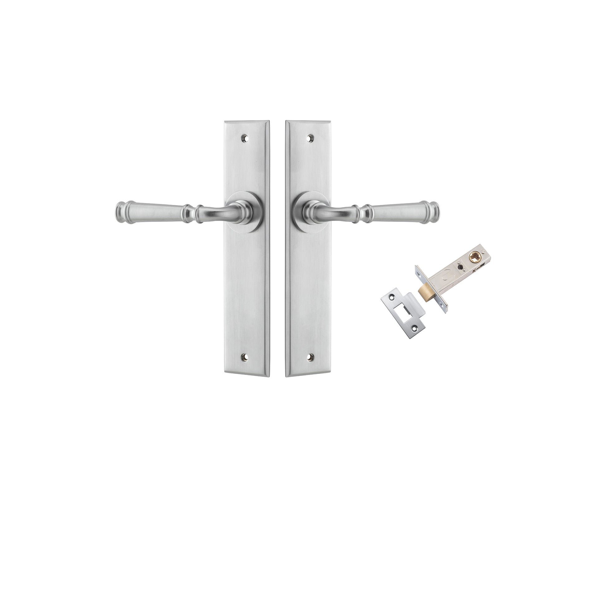 Verona Lever - Chamfered  Backplate Passage Kit Satin Chrome / Solid Brass