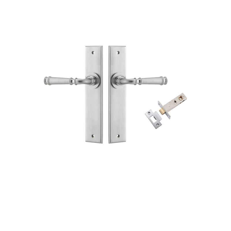 Verona Lever - Chamfered  Backplate Passage Kit Satin Chrome / Solid Brass