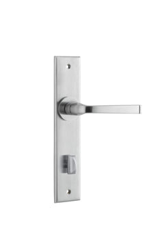 Annecy Lever - Chamfered Backplate (Handles Only) Satin Chrome / Privacy