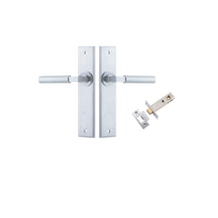 Berlin Lever - Chamfered Backplate Passage Kit Satin Chrome / Solid Brass