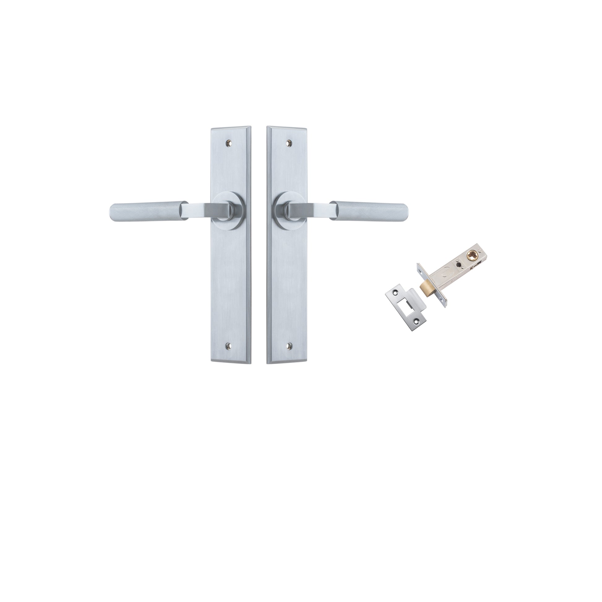 Brunswick Lever - Chamfered Backplate Passage Kit Satin Chrome / Solid Brass