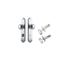 Paddington Knob - Shouldered Backplate Privacy Kit with Privacy Turn Satin Chrome / Solid Brass