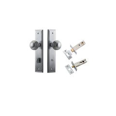 Guildford Knob - Stepped Backplate Privacy Kit with Privacy Turn Satin Chrome / Solid Brass