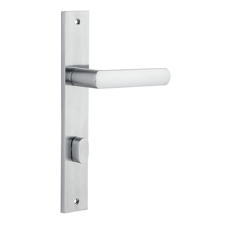 Osaka Lever - Rectangular Backplate Satin Chrome / Solid Brass