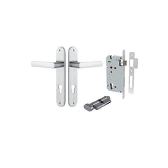 Osaka Lever - Oval Backplate Entrance Kit with High Security Lock Satin Chrome / Solid Brass