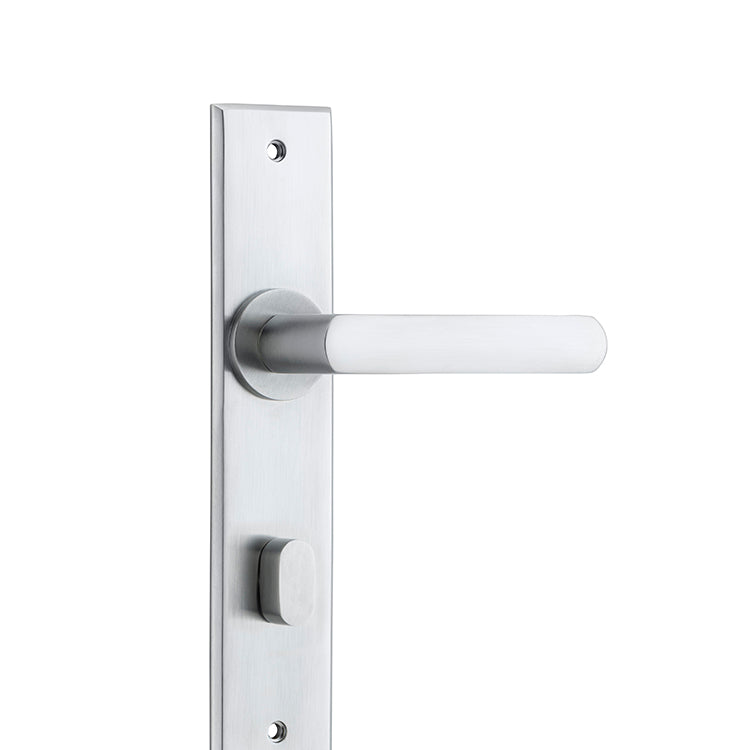 Osaka Lever - Chamfered Backplate Satin Chrome / Solid Brass