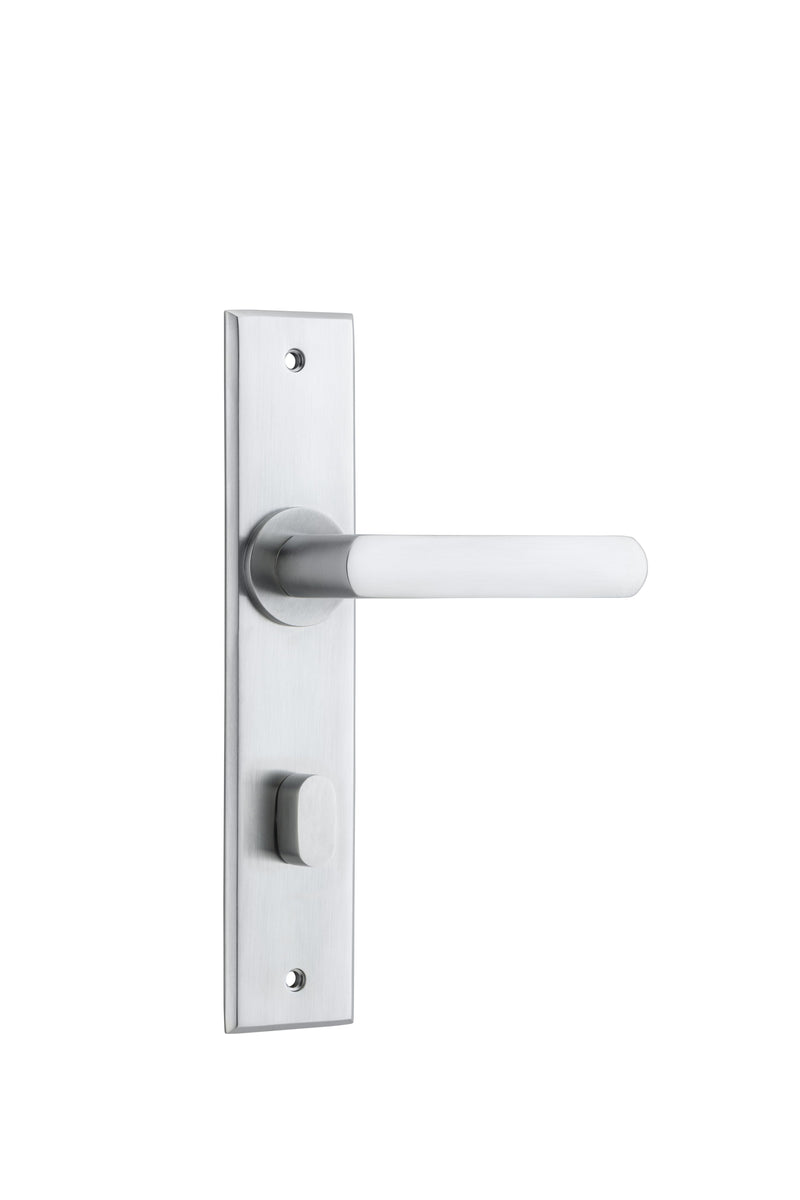 Osaka Lever - Chamfered Backplate Satin Chrome / Solid Brass