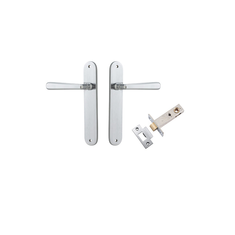 Copenhagen Lever - Oval Backplate Passage Kit Satin Chrome / Solid Brass