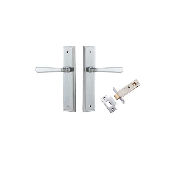 Copenhagen Lever - Stepped Backplate Passage Kit Satin Chrome / Solid Brass